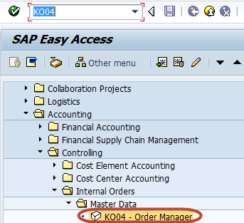 account assignment category for internal order in sap