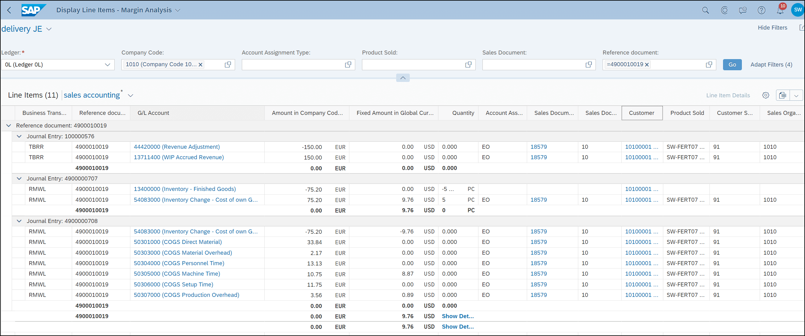 Margin Analysis 4 Sell from stock in S/4HANA